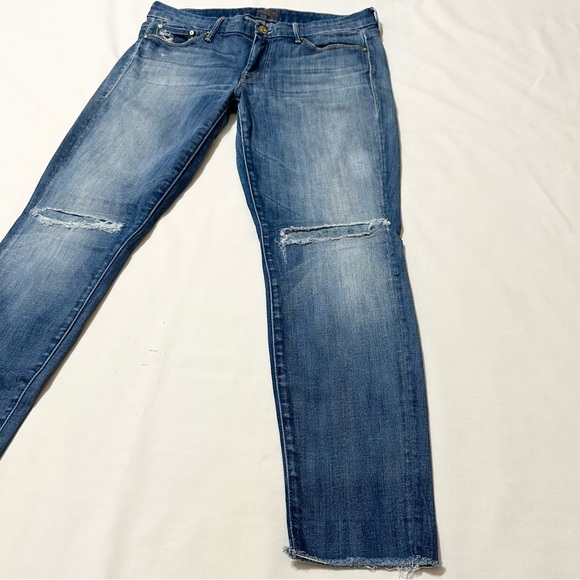 MOTHER - Looker Ankle Fray - Wicked and Wild - Distressed Blue Denim Jeans - 30 - Picture 4 of 16
